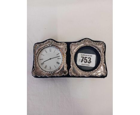 SILVER FRAMED CLOCK / PICTURE FRAME