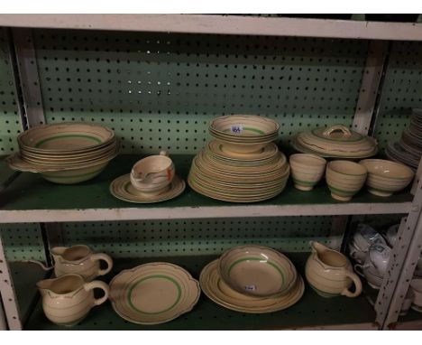 2 SHELVES OF CLARICE CLIFF DINNERWARE