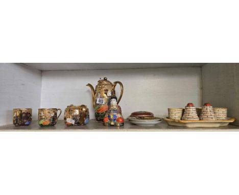 SHELF OF ORIENTAL TEA WARE