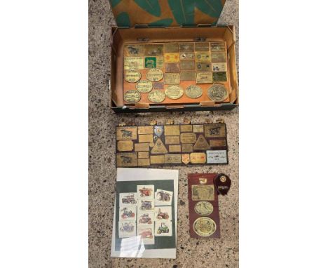2 CARTONS OF STEAM & FAIRGROUND ENGINE BRASS PLAQUES PLUS TRACTION ENGINE SCRAP BOOKS & DORSET STEAM FAIR PROGRAMMES