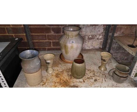 SHELF OF MISC STUDIO POTTERY