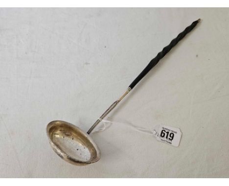 GEORGIAN SILVER TODDY LADLE WITH WHALE BONE HANDLE