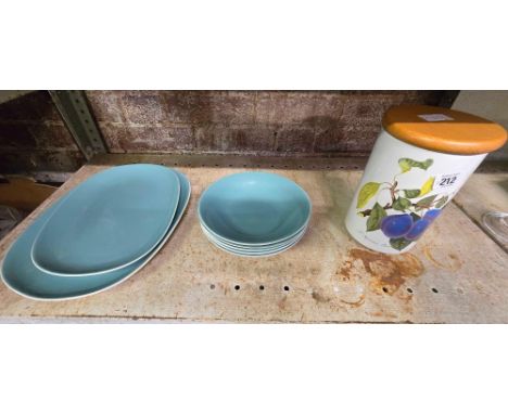 FLORAL PORTMEIRION POTTERY KITCHEN JAR WITH LID & POOLE DISHES