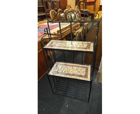 METAL & TILE FOLD AWAY SET OF SHELVES (MISSING 1 TILE)