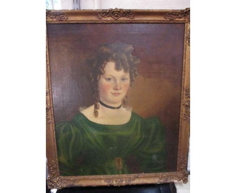 Early 20th century British School - a half-length portrait of a girl, oil on canvas, framed 