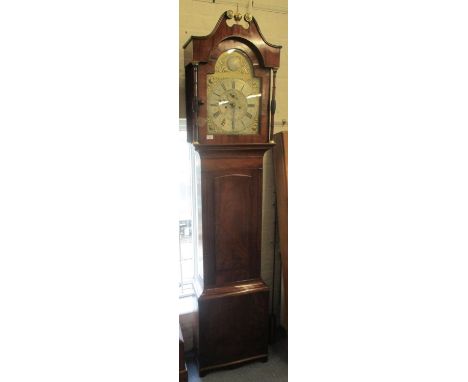 A George III mahogany 8 day longcase clock by Thomas Vernon, London, having a brass arched top dial, gilt metal spandrels, si