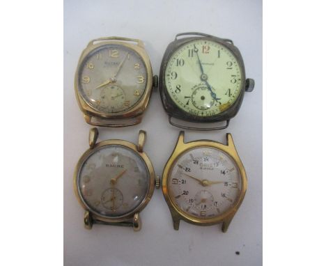 Four wristwatches to include an Oris, a 1950s 9ct gold Baume, a Roamer and a 9ct gold Rotary 