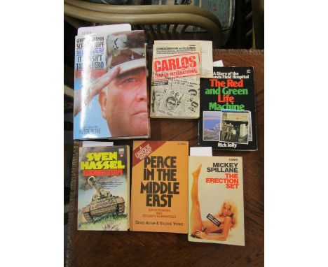 A small collection of mainly political and war, autobiography and fiction books, all signed by the authors and presented to F