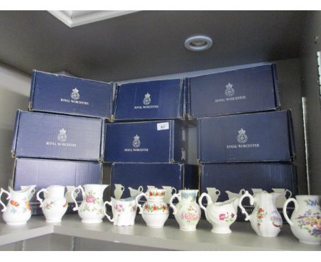 A collection of Royal Worcester Compton &amp; Woodhouse collectors jugs (9), some with boxes 