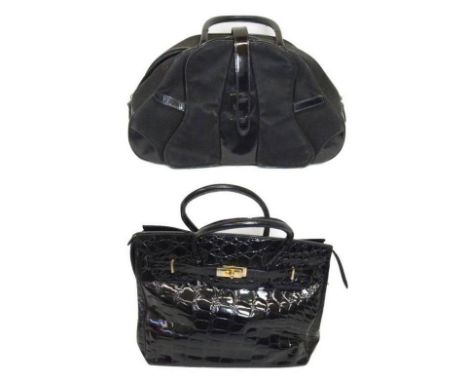 Christian Dior Saddle Bowler Bag with black patent detail No. MA-1010 & Clio of Bond Street Mock Croc Tote Bag (2)  CONDITION