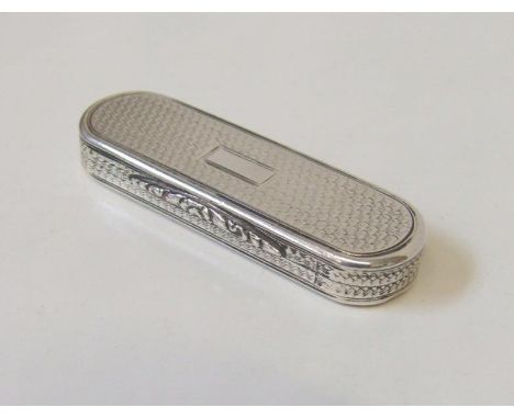 Georgian Silver Nathaniel Mills Oval Engine Turned Vinaigrette with pierced trailing leaf &amp; flower grille, small vacant c