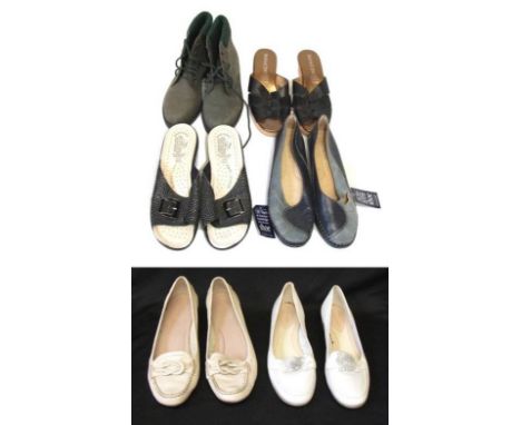 Ladies Leather Shoes &amp; Sandals: K Shoes green leather ankle boots NEW size 7, Pierre Cardin cream leather, size 40, Footg