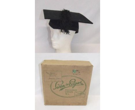Christys London Vintage Mortar Board marked GE Taylor, 19 Broad Street, Oxford, in Swab &amp; Edgar box  CONDITION REPORT 