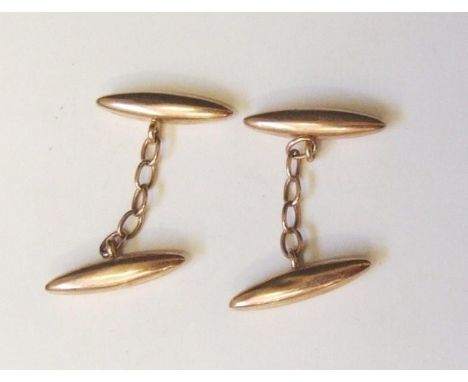 Pair 9ct. Rose Gold Torpedo Shaped Chain Link Cufflinks  CONDITION REPORT 2.8g