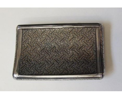 C19th Niello &amp; Gilt Curved Snuff Box with gilt interior, Continental touchmarks 3 1/4" x 2 1/4"  CONDITION REPORT 2.64oz 