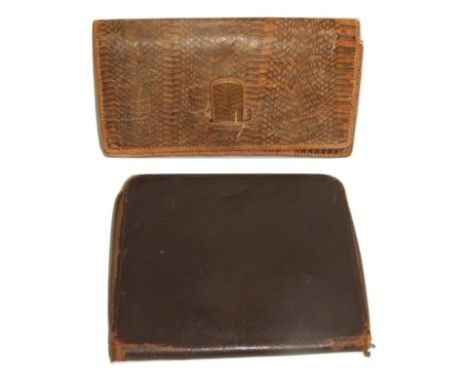 Vintage Snakeskin Clutch Bag &amp; Brown Leather Stationery Wallet (2)  CONDITION REPORT 