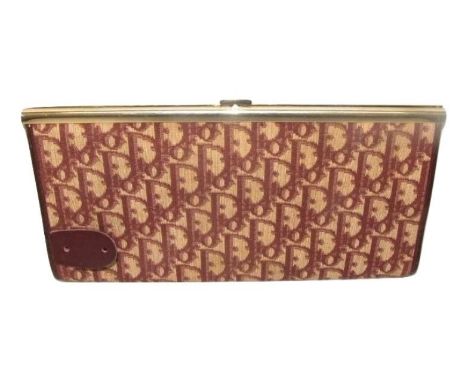 Vintage 1980s Christian Dior Dark Red Monogram 'Trotter' Clutch Bag  CONDITION REPORT brass logo missing from the front, Chri