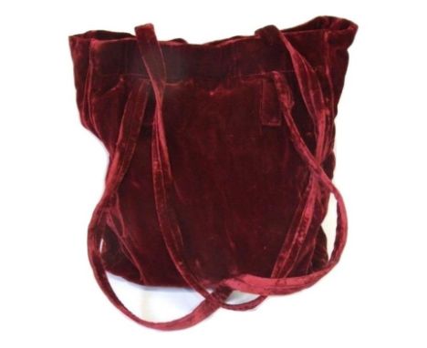 Liberty Dark Red Velvet Tote Bag  CONDITION REPORT small patch of wear to one corner of base &amp; one strap