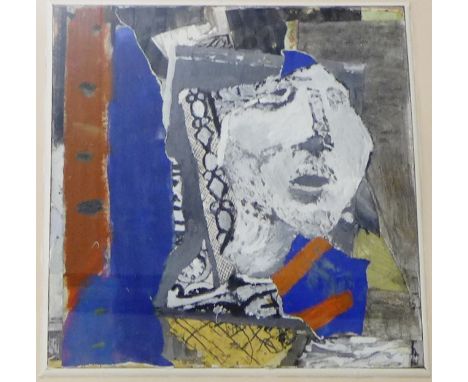 Jacqui Miller Nixon (b.1964) Mixed media portrait, in a glazed frame, 40 x 40cm 