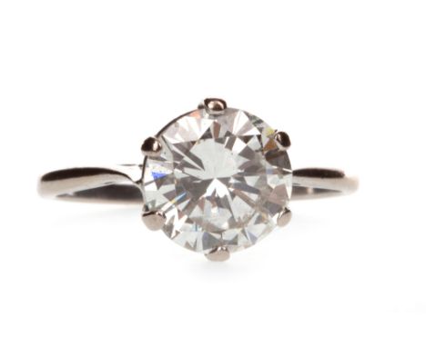 DIAMOND SOLITAIRE RING, the round brilliant cut diamond of approximately 2.96 carats, marked 18ct to the shank, shank misshap