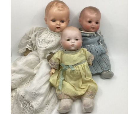 Vintage Dolls group to include a 1940s Celluloid Schildkrot Turtle Mark doll and a A Marseille composition &nbsp;1930s doll a