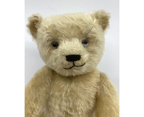 Alpha Farnell 19” Beautiful vintage Teddy Bear ( no labels) finely stitched black claws &nbsp;and clear/Black inset glass eye