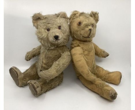 Antique teddy Bears Pair to include a beautiful 1950s Chiltern Ting a Ling teddy bear golden mohair , short clipped muzzle an