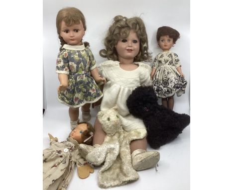 Vintage 1950s dolls and toys collection to include Bonomi large composition glass eyed dolll, a teen fashion doll in original