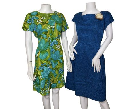 A collection of vintage 1960s and 50s dresses and blouses along with a faux mink jacket, a pinafore style St Michaël apron, a