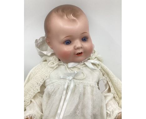 Good German pram mannequin 26” 542 Character baby doll , with her own Miss Rosebud Hard plastic 1956 doll( miss rosebud is un