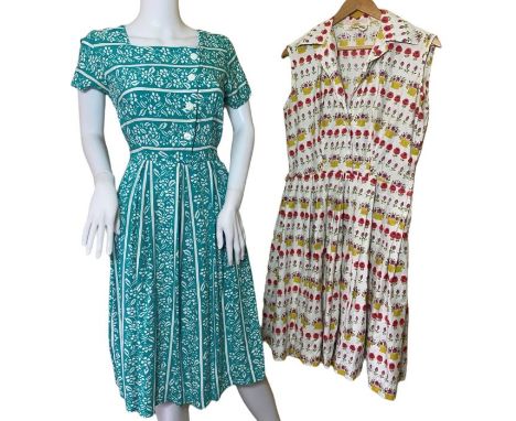 3 day dresses to include a 1940s st Michael dress in floppy rayon, a 50s/60s Brilkie cotton pique dress with floral novelty p