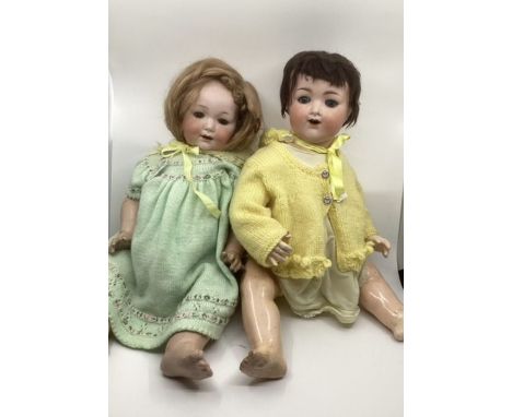 Antique Armand Marseille 991 Character baby doll &nbsp;A12M 24”bisque head doll and Borgfelt Baby doll 327 &nbsp;both Ideal p