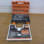 A 53 piece 1/4” drive socket and bit set, unused