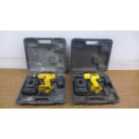 Two DeWalt DW954 cordless drills - both cased with battery and charger