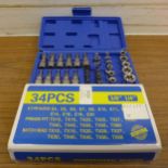 A 34 piece Torx male and female socket set, unused