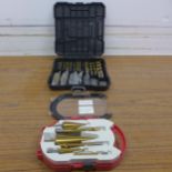 A 50 piece twist drill set plus a 6 piece step drill set, unused