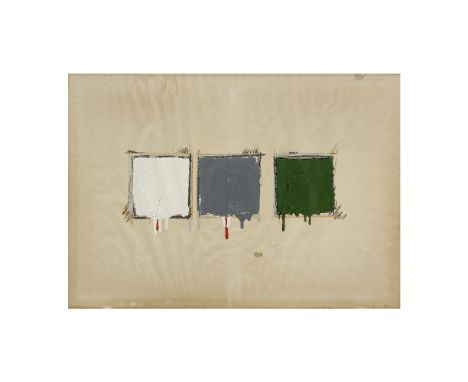 MARIO SCHIFANO (1934-1998)Monocromo  1960   signé et daté 60 email, pastel gras et crayon sur papier signed and dated 60 enam