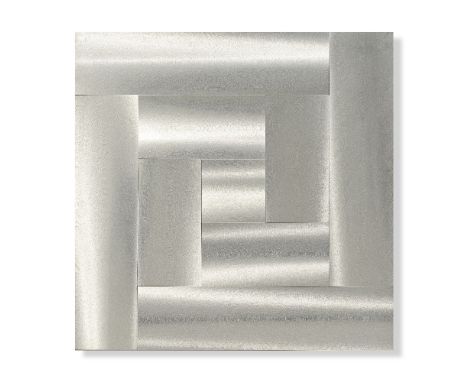 GETULIO ALVIANI (1939-2018)LL I.2.4 - I4.  1964  signé sur l'étiquette de l'artiste apposé au revers aluminium brossé sur pan