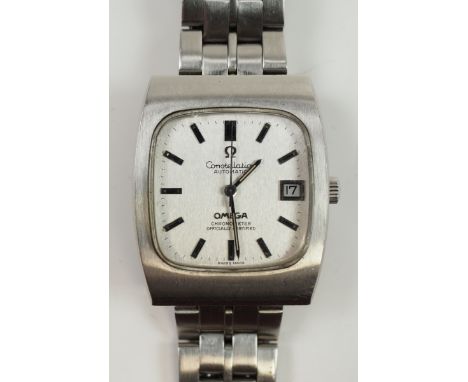 Omega: Armbanduhr Constellation Chronometer Stahl Tank Vintage Automatic.Stahlgehäuse und Armband, Automatik, mit Datumsanzei