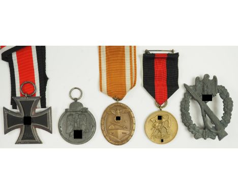 Nachlass eines Infanteristen.1.) Eisernes Kreuz, 1939, 2. Klasse, im Ring 76 (Ernst L. Müller, Pforzheim) gepunzt, 2.) Medail