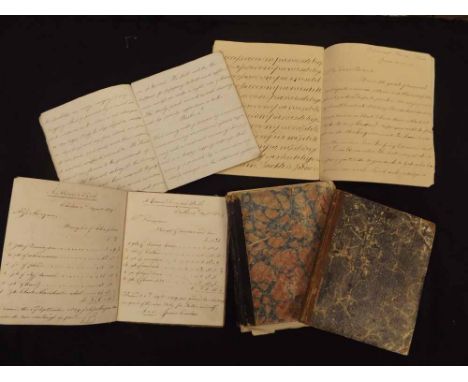 Four 19th century manuscript schoolchild's exercise books, circa 1820-1840, manuscript pen and ink copperplate handwriting, a