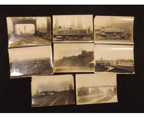 Approx 20 railway picture postcards, plus 8 late Victorian/Edwardian albumen prints? photographs depicting railway lines, rai