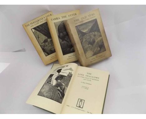 HENRY WILLIAMSON: 4 titles: THE OLD STAG AND OTHER HUNTING STORIES, 1933 1st illustrated edition, original cloth, dust wrappe