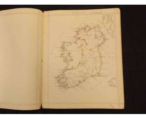 Late Victorian Student's Geography Exercise Book, circa 1896-1899, containing 25 original pen, ink and watercolour maps, incl
