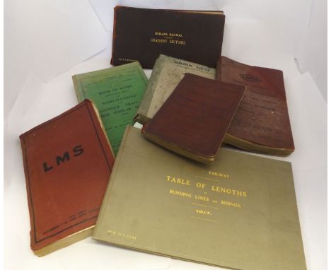 MIDLAND RAILWAY GRADIENT SECTIONS, Derby, Engineers Office circa 1902, 20pp printed index + 17 folding sectional diagrams on 