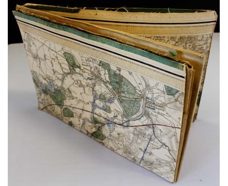 ORDNANCE SURVEY MAP OF SURREY, circa 1840s, 100 x 63cm, folding engraved map, 16 sections, mounted on linen, contemporary col