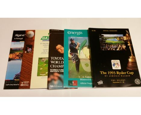 GOLF, programmes, inc. Benson &amp; Hedges International, 1982 - 1989, most with order of play; 1993 Ryder Cup, 2000 Energis 