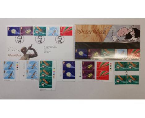 DISNEY, Peter Pan commemorative first day cover selection, 2002, inc. 4 copies of cover (2 different stamp types), first day 