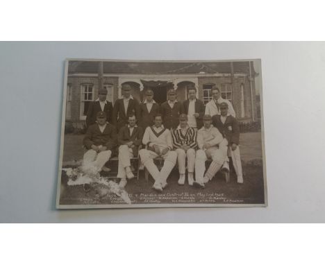 CRICKET, Kent CCC 1925 team photograph, shows 11 Kent players &amp; umpire seated before 1925 pre-season warm-up match, 8 x 6