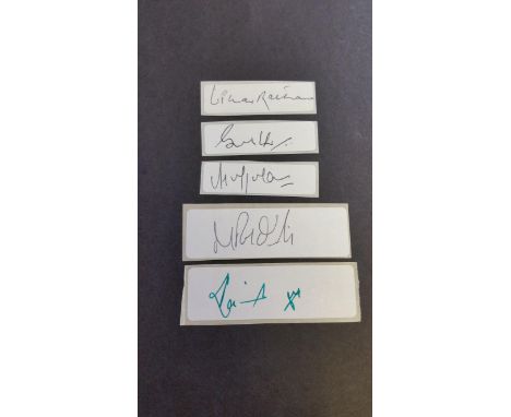 CRICKET, India autographs, loose signatures to small white stickers, inc. Kapil Dev, Prasad, Mongia, Srinath, Rathore, Kumble